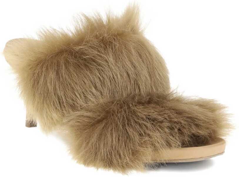 Sandale Pedro Garcia Fur-trimmed mules Sandals TAN SUEDE CHURRA Femei (BM 18793072) 2
