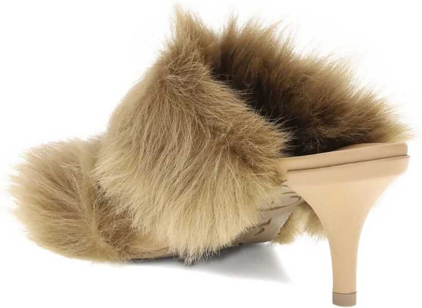 Sandale Pedro Garcia Fur-trimmed mules Sandals TAN SUEDE CHURRA Femei (BM 18793072) 3