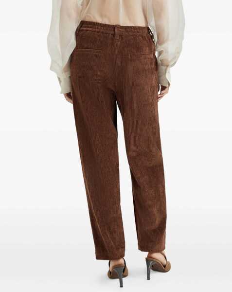Pantaloni casual Brunello Cucinelli Velvet Pants AMARANTO Femei (BM 18793093) 4
