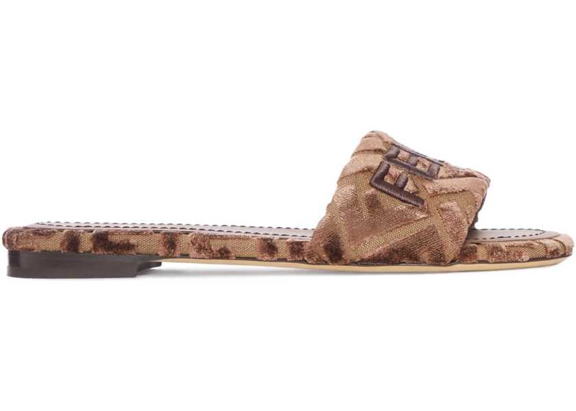 Sandale Fendi Sunshine slide Sandals BEIG.CHOCO CHOCOLATE Femei (BM 18793108) 1