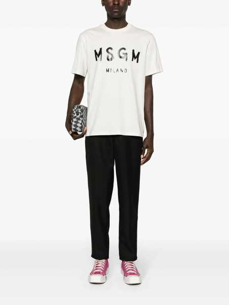 Tricouri MSGM Msgm Cotton T-Shirt With Front Printed Logo WHITE Barbati (BM 18794505) 2