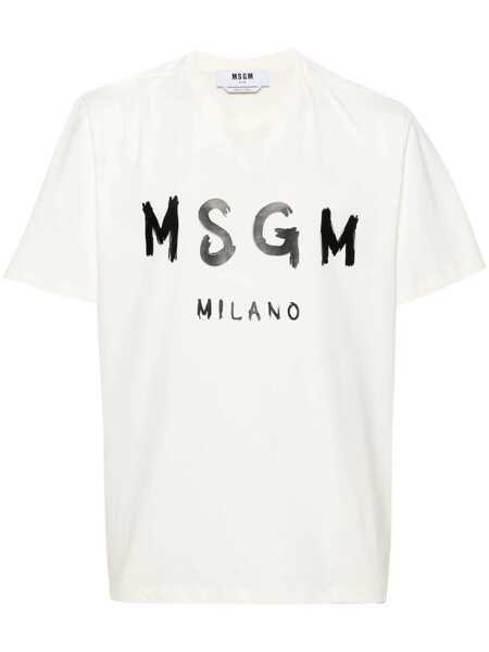 Tricouri MSGM Msgm Cotton T-Shirt With Front Printed Logo WHITE Barbati (BM 18794505) 1