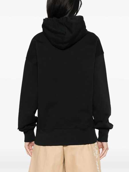 Pulovere MSGM Msgm Black Cotton Crewneck Sweatshirt With Logo Black Femei (BM 18794514) 4