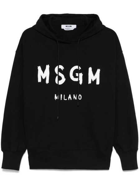 Pulovere MSGM Msgm Black Cotton Crewneck Sweatshirt With Logo Black Femei (BM 18794514) 1