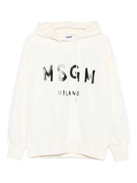 Pulovere MSGM Msgm White Cotton Crewneck Sweatshirt With Logo WHITE Femei (BM 18794520) 1
