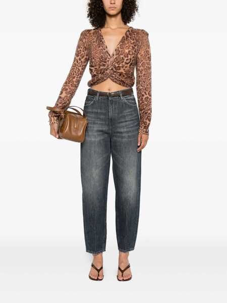 Pulovere TWINSET Twinset V-Neck Sweater With Animal Print MARRONE E BEIGE Femei (BM 18794826) 2