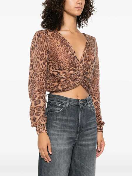 Pulovere TWINSET Twinset V-Neck Sweater With Animal Print MARRONE E BEIGE Femei (BM 18794826) 3