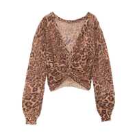 Pulovere Twinset V-Neck Sweater With Animal Print Femei