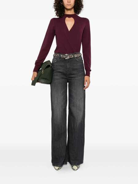 Pulovere TWINSET Twinset Burgundy Keyhole-Neck Sweater Red Femei (BM 18794838) 2