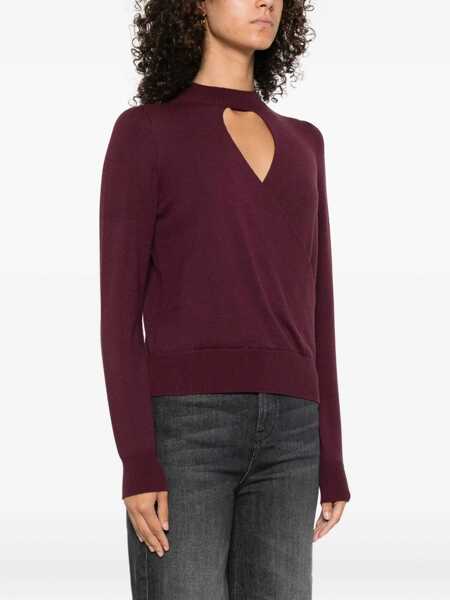 Pulovere TWINSET Twinset Burgundy Keyhole-Neck Sweater Red Femei (BM 18794838) 3