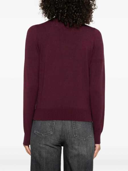 Pulovere TWINSET Twinset Burgundy Keyhole-Neck Sweater Red Femei (BM 18794838) 4