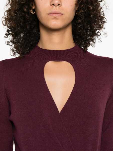 Pulovere TWINSET Twinset Burgundy Keyhole-Neck Sweater Red Femei (BM 18794838) 5