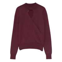 Pulovere Twinset Burgundy Keyhole-Neck Sweater Femei