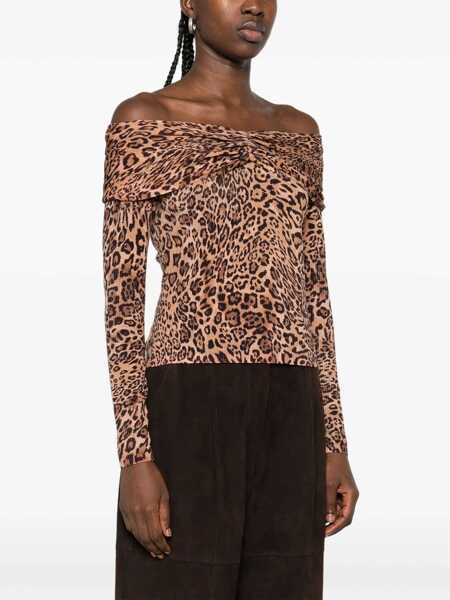 Pulovere TWINSET Twinset Sweater With Bardot Neckline And Animal Print MARRONE E BEIGE Femei (BM 18794847) 3