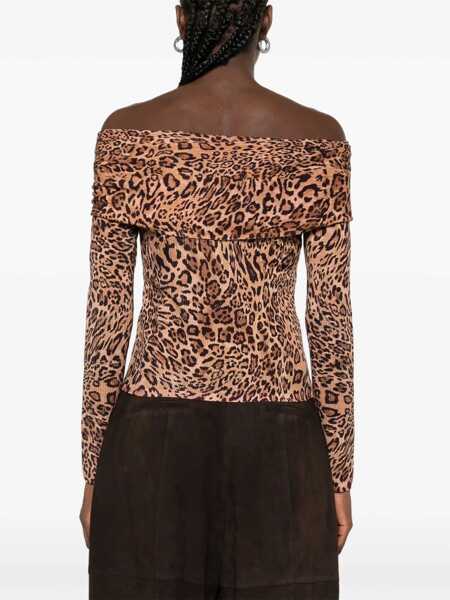 Pulovere TWINSET Twinset Sweater With Bardot Neckline And Animal Print MARRONE E BEIGE Femei (BM 18794847) 4