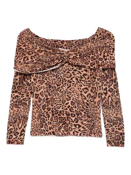 Pulovere TWINSET Twinset Sweater With Bardot Neckline And Animal Print MARRONE E BEIGE Femei (BM 18794847) 1