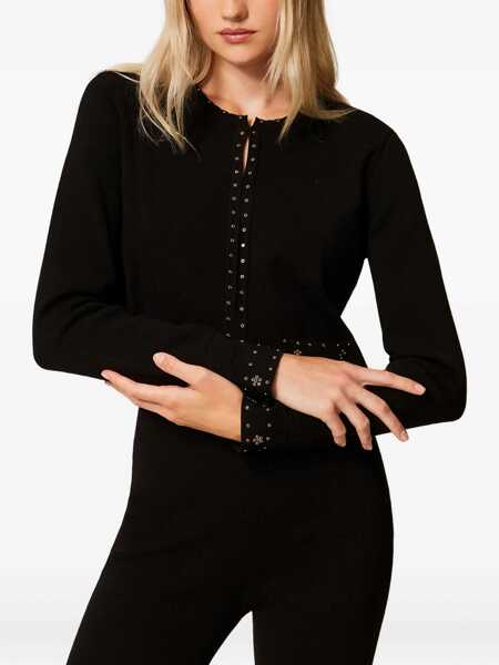 Cardigane TWINSET Twinset Black Cardigan With Small Applications Black Femei (BM 18794895) 3