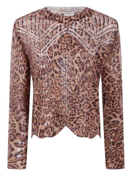 Pulovere TWINSET Twinset Animal Print Crew Neck Sweater MARRONE E BEIGE Femei (BM 18794907) 1