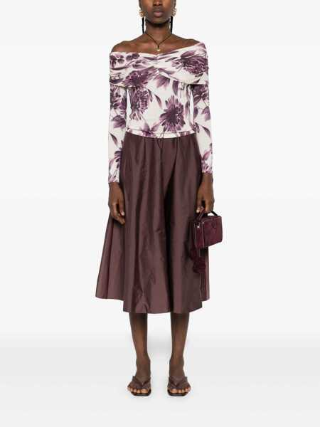 Pulovere TWINSET Twinset Sweater With Bardot Neckline And Floral Print VIOLA E BIANCO Femei (BM 18794916) 2