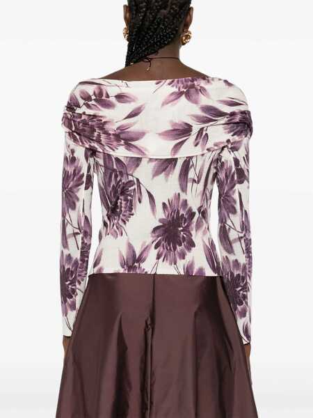 Pulovere TWINSET Twinset Sweater With Bardot Neckline And Floral Print VIOLA E BIANCO Femei (BM 18794916) 4