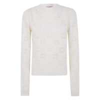 Pulovere Twinset White Open Knit Round Neck Femei