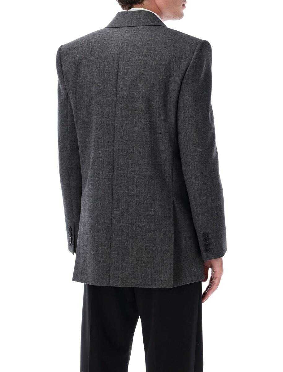 Sacouri Saint Laurent Saint Laurent Double-Breasted Wool Jacket GRIS CHINE Barbati (BM 18795261) 2