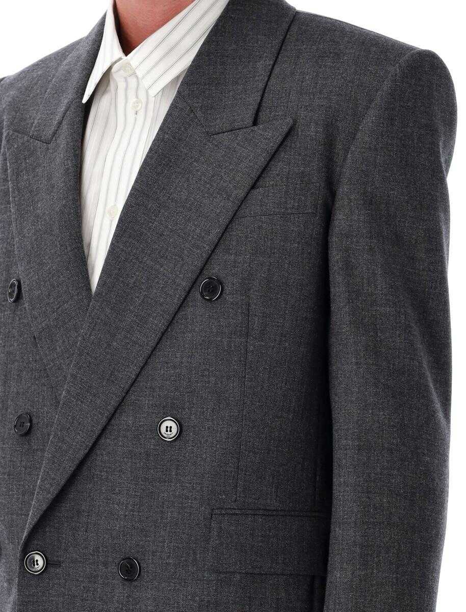 Sacouri Saint Laurent Saint Laurent Double-Breasted Wool Jacket GRIS CHINE Barbati (BM 18795261) 3