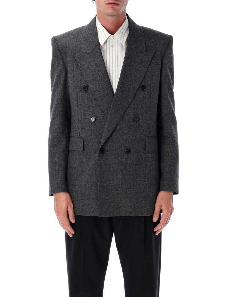 Sacouri Saint Laurent Saint Laurent Double-Breasted Wool Jacket GRIS CHINE Barbati (BM 18795261) 1
