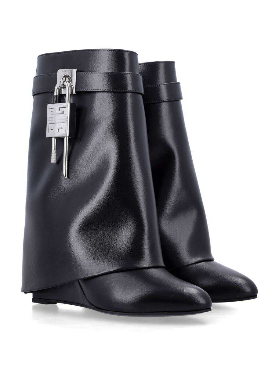 Pantofi cu toc Givenchy Givenchy Shark Lock Leather Ankle Boots Black Femei (BM 18795306) 2
