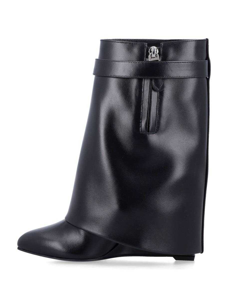Pantofi cu toc Givenchy Givenchy Shark Lock Leather Ankle Boots Black Femei (BM 18795306) 3