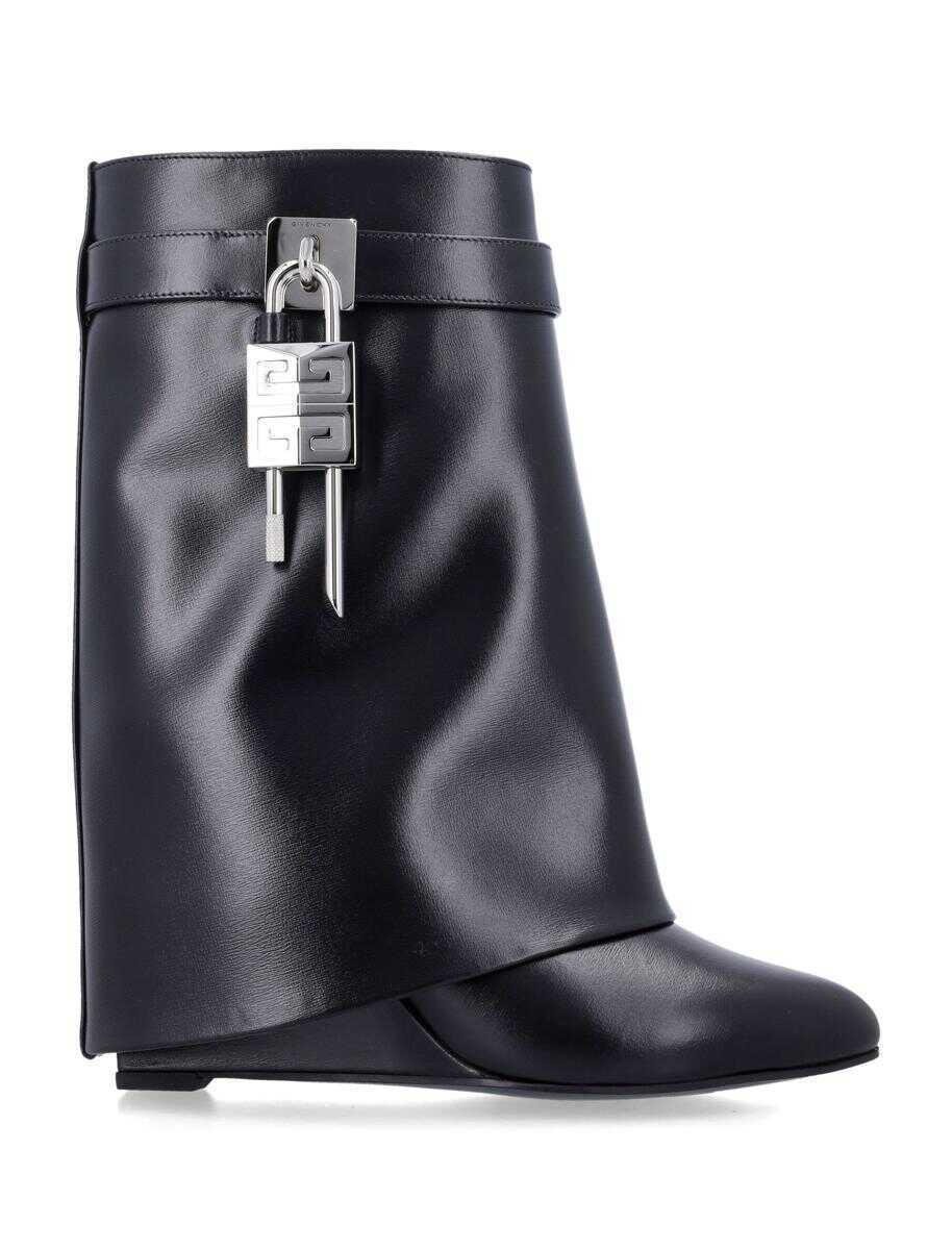 Pantofi cu toc Givenchy Givenchy Shark Lock Leather Ankle Boots Black Femei (BM 18795306) 1