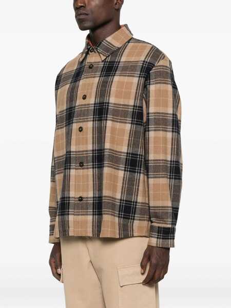 Geci A.P.C. A.P.C. Bobby Tartan Wool Overshirt BEIGE DARK NAVY Barbati (BM 18795414) 3