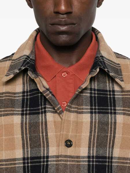 Geci A.P.C. A.P.C. Bobby Tartan Wool Overshirt BEIGE DARK NAVY Barbati (BM 18795414) 5