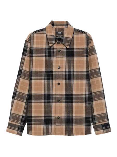 Geci A.P.C. A.P.C. Bobby Tartan Wool Overshirt BEIGE DARK NAVY Barbati (BM 18795414) 1