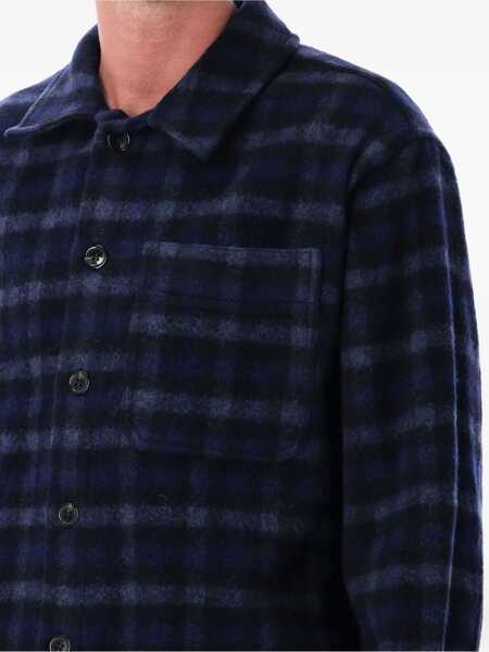 Geci A.P.C. A.P.C. Stanley Checked Wool Overshirt DARK NAVY Barbati (BM 18795417) 3