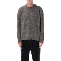 Pulovere Maison Margiela Grey Speckled Wool Crewneck Sweater Barbati