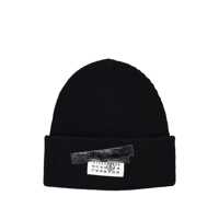 Caciuli MM6 Maison Margiela Wool Blend Ribbed Beanie Black Femei