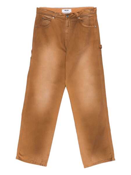 Tricouri MSGM Msgm Brown Cotton Pants With Worn Effect Beige Barbati (BM 18796011) 1