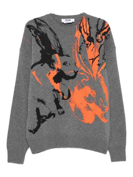 Pulovere MSGM Msgm Grey Wool Sweater With Abstract Design GREY Barbati (BM 18796023) 1