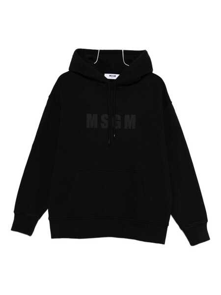 Tricouri MSGM Msgm Black Hoodie In Cotton With Logo Black Barbati (BM 18796032) 1