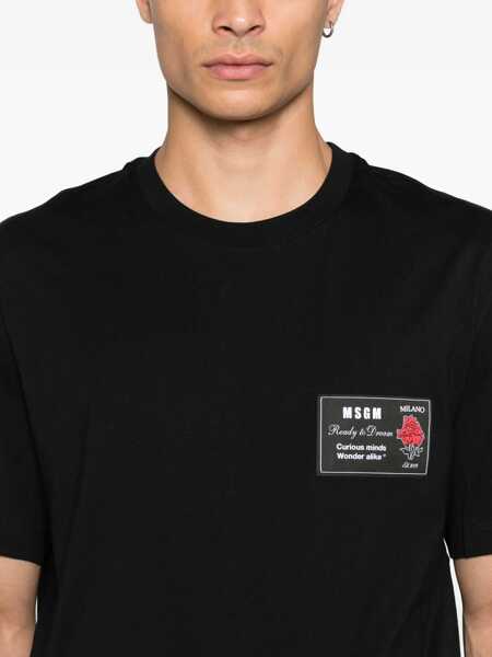 Tricouri MSGM Msgm Cotton T-Shirt With Front Printed Logo Black Barbati (BM 18796047) 2