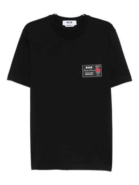 Tricouri MSGM Msgm Cotton T-Shirt With Front Printed Logo Black Barbati (BM 18796047) 1