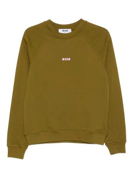 Pulovere MSGM Msgm Cotton Crewneck Sweatshirt With Logo GREEN Femei (BM 18796053) 1