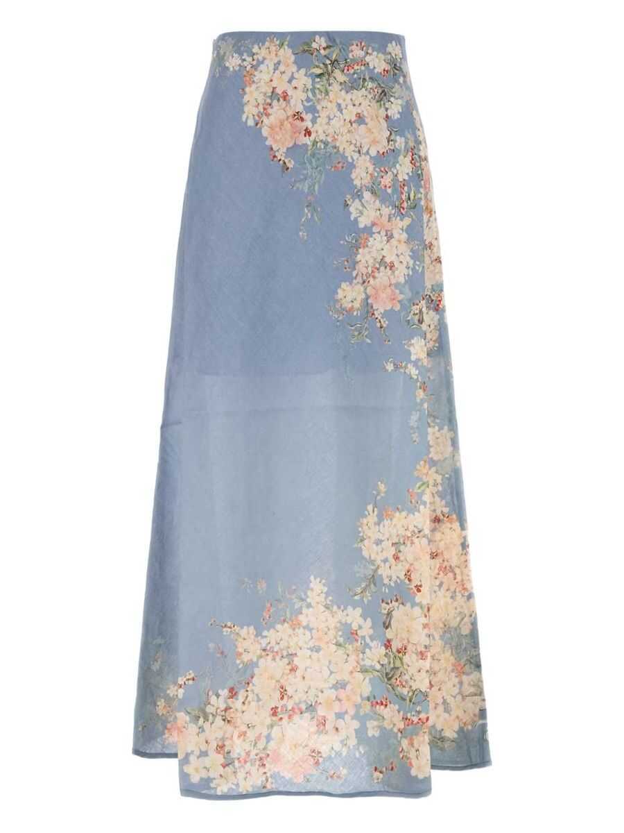 Fuste ZIMMERMANN Zimmermann Skirts TEAL BLUE BOTANICAL FLORAL Femei (BM 18796092) 1