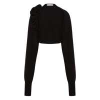 Pulovere Alberta Ferretti Merino Wool, Silk And Cashmere Bolero With Floral Detail Femei