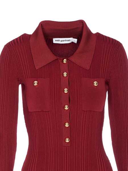 Rochii Self-Portrait Self-Portrait Ribbed Midi Dress Red Femei (BM 18796989) 3