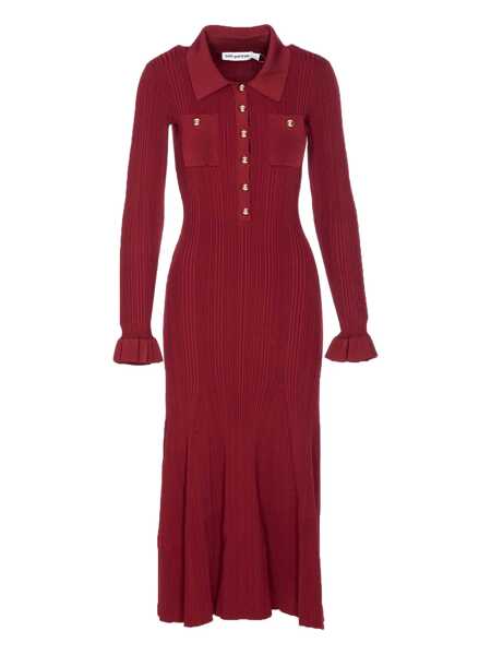 Rochii Self-Portrait Self-Portrait Ribbed Midi Dress Red Femei (BM 18796989) 1