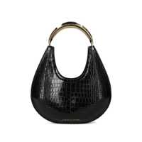 Genti de umar Elisabetta Franchi Elisabetta Franchi Medium Black Hobo Bag With Crocodile-Effect