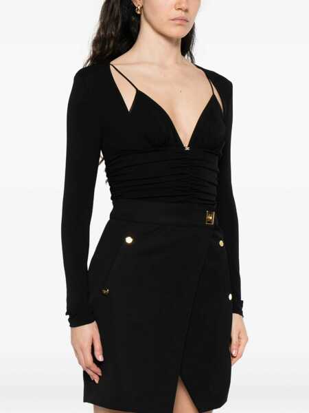 Body-uri Elisabetta Franchi Elisabetta Franchi Ruched Detail Bodysuit In Black Jersey Crpe Black Femei (BM 18797097) 3