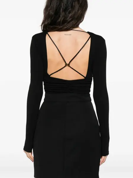 Body-uri Elisabetta Franchi Elisabetta Franchi Ruched Detail Bodysuit In Black Jersey Crpe Black Femei (BM 18797097) 4